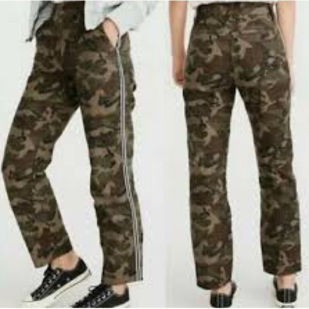 Abercrombie & Fitch Camouflage Print Pants with Side Stripes
